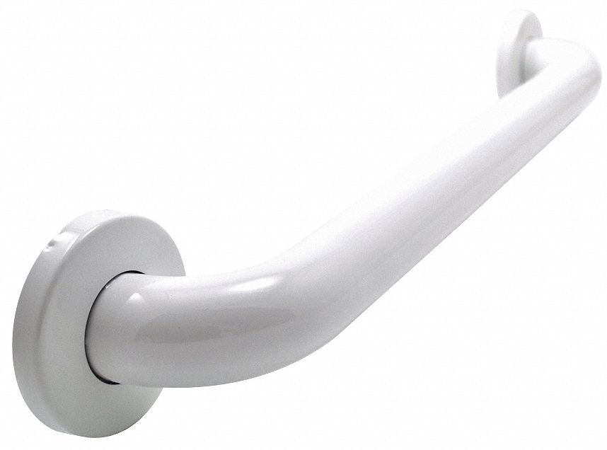 Grab Bar, SS, White, 12In L, 1-1/2In Dia.