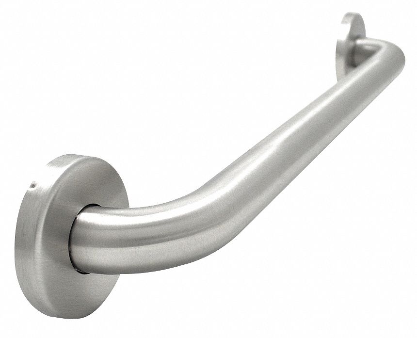 Grab Bar, SS, Silver, 42In L, 1-1/4In Dia.