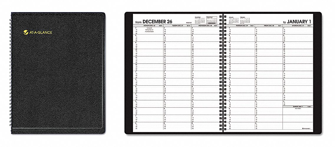 Planner, Weekly, 8-1/4 x 10-7/8in, Black