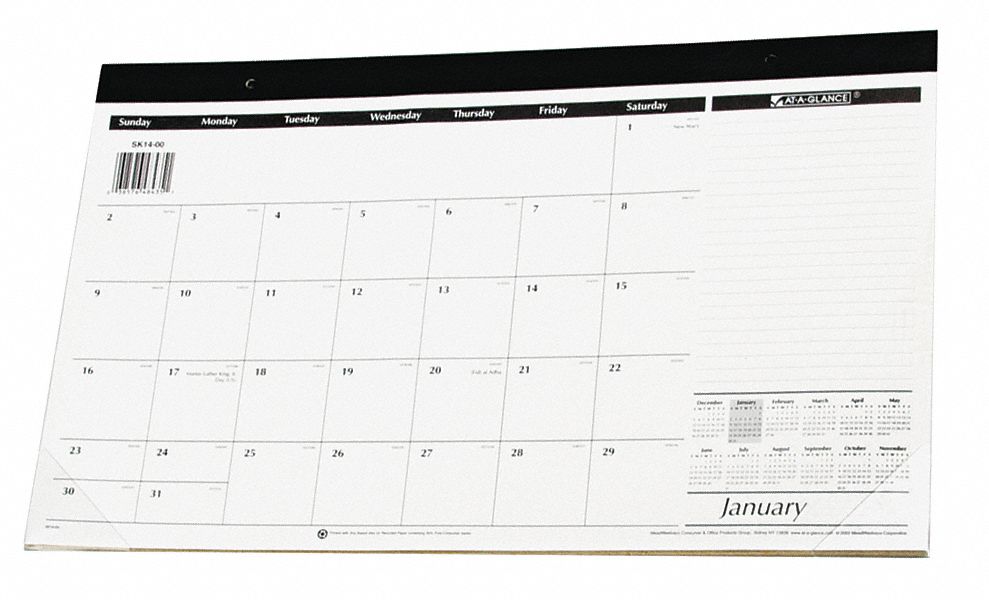 Desk/Wall Calendar, Monthly, 17-3/4x10-7/8