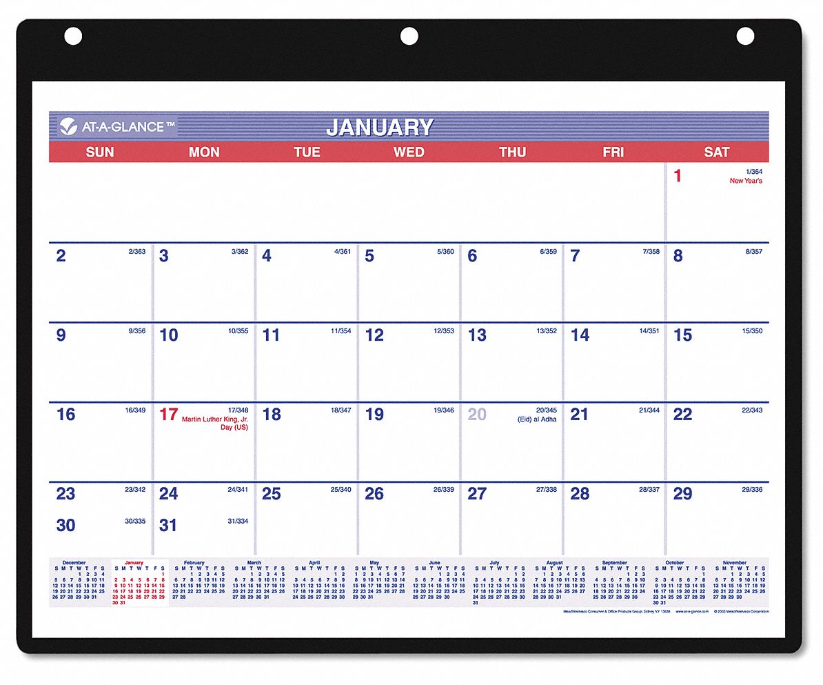 Desk/Wall Calendar, Monthly, 11 x 8-1/4 In