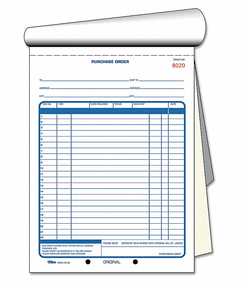 Purchase Order Book, 8-3/8 x 10-3/16