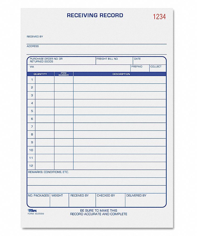 Receiving Record Book, 5-1/2 x 7-7/8, 2-Pt