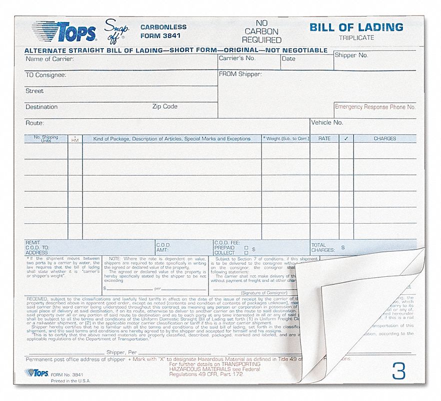 Hazardous Material Form, 8-1/2 x 7