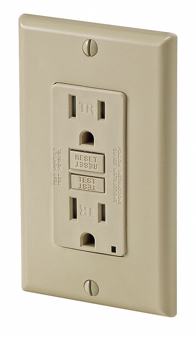 GFCI Receptacle, 15A, 5-15R, Ivory