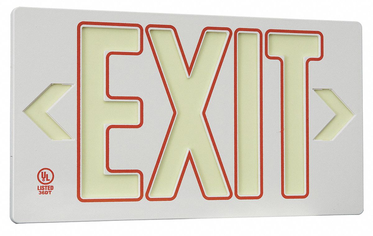 Exit Sign, 8-3/4 x 15-3/8In, GRN and R/GRA
