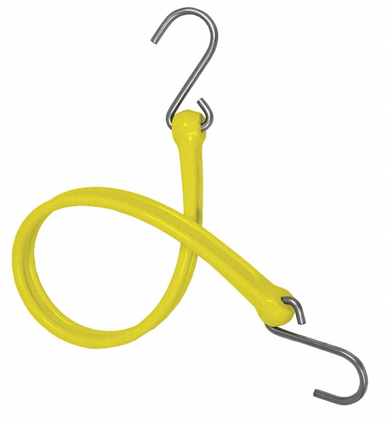 Bungee Strap, S-Hook, 36 In.L, Yellow