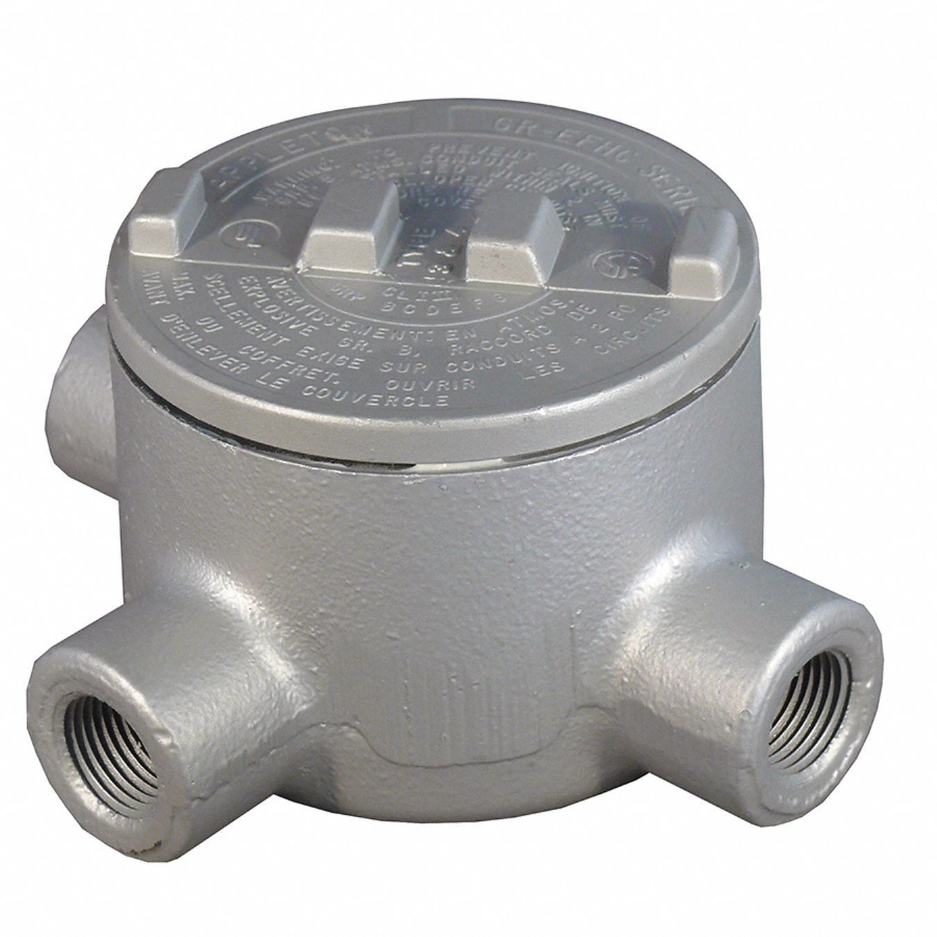 Conduit Outlet Box, HazLoc, T, 1/2 Hub, Iron