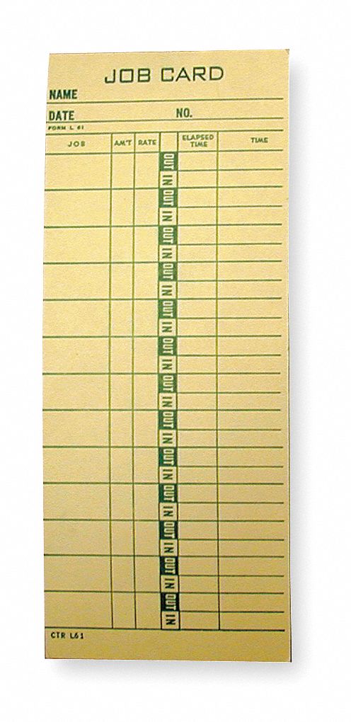 Job Cost Time Card, PK1000