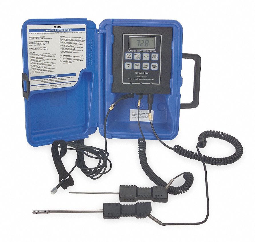 Temp/Humdty Meter, 10 to 95% Rel Hum Rnge