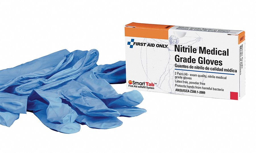 Disposable Gloves, Nitrile, L, Blue, PK2