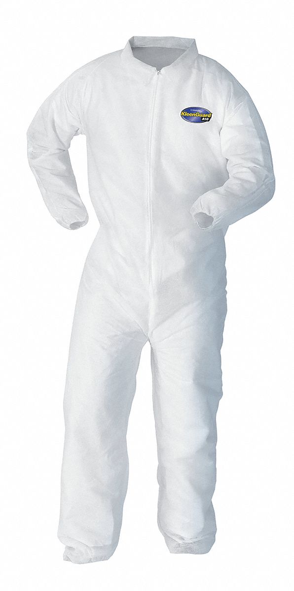 Disposable Coveralls, Wht, Elastic, XL, PK25