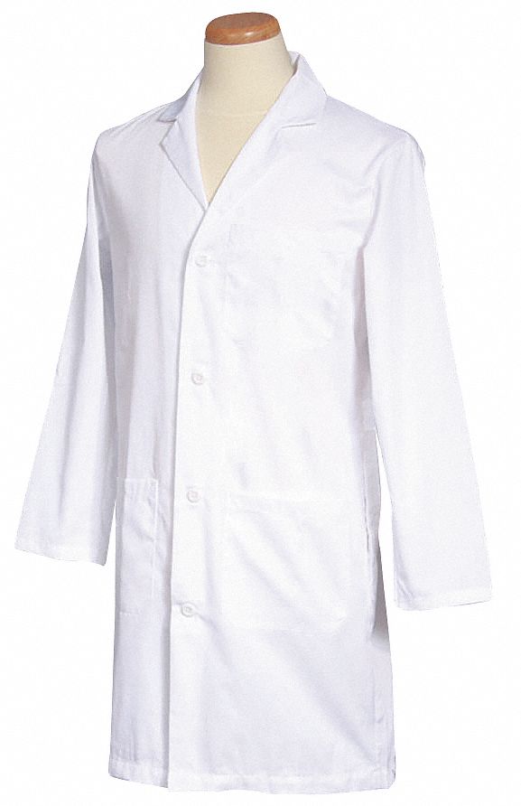 Lab Coat, White, 38-1/2 In. L
