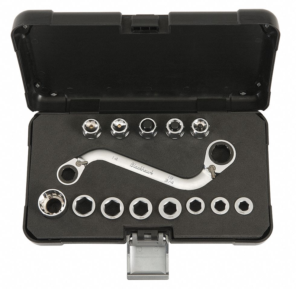 Reversible Wrench Set, Metric, 6 pt., 14 PC