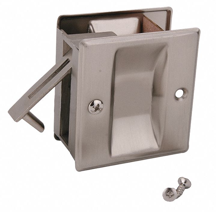 Pocket Door Passage Lock- Satin Nickel