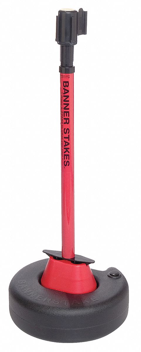Red, Plastic Stake, 22in-42inHeight Adjust