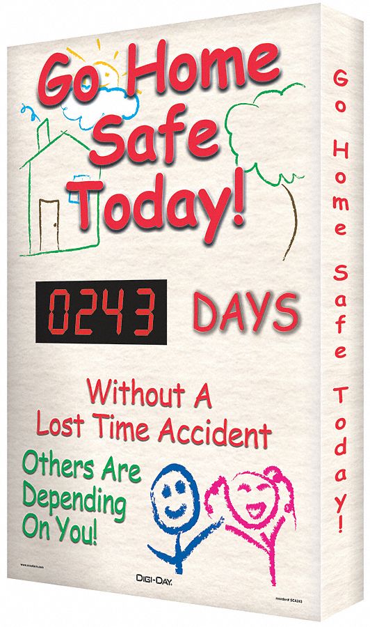 Safety Record Signs, 29 x 20In, AL, ENG
