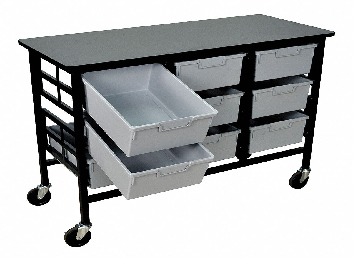 Mobile Bin Cart, Gray, 62-3/4 In. L
