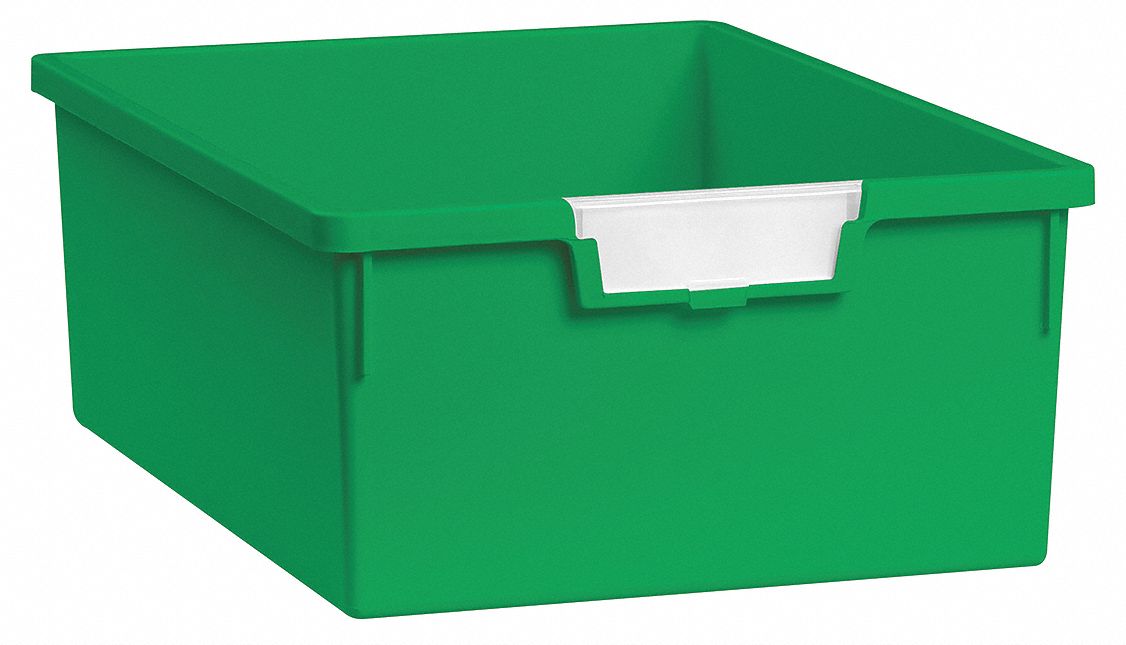 Storage Tray, Double, Length 12-1/4, Green