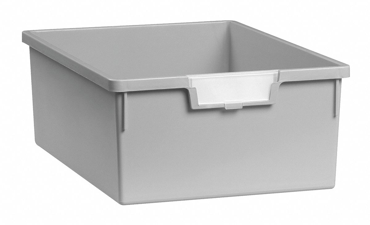 Storage Tray, Double, Length 12-1/4, Gray