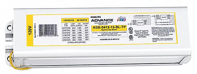 Sign Ballast, Magnetic, 2, 3, or 4 Lamp, 304W