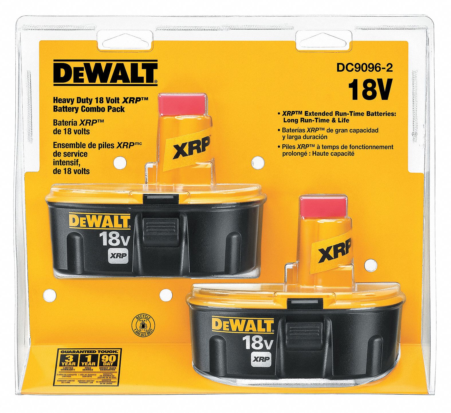 Battery Pack, 18V, NiCd, 2.4A/hr., PK 2