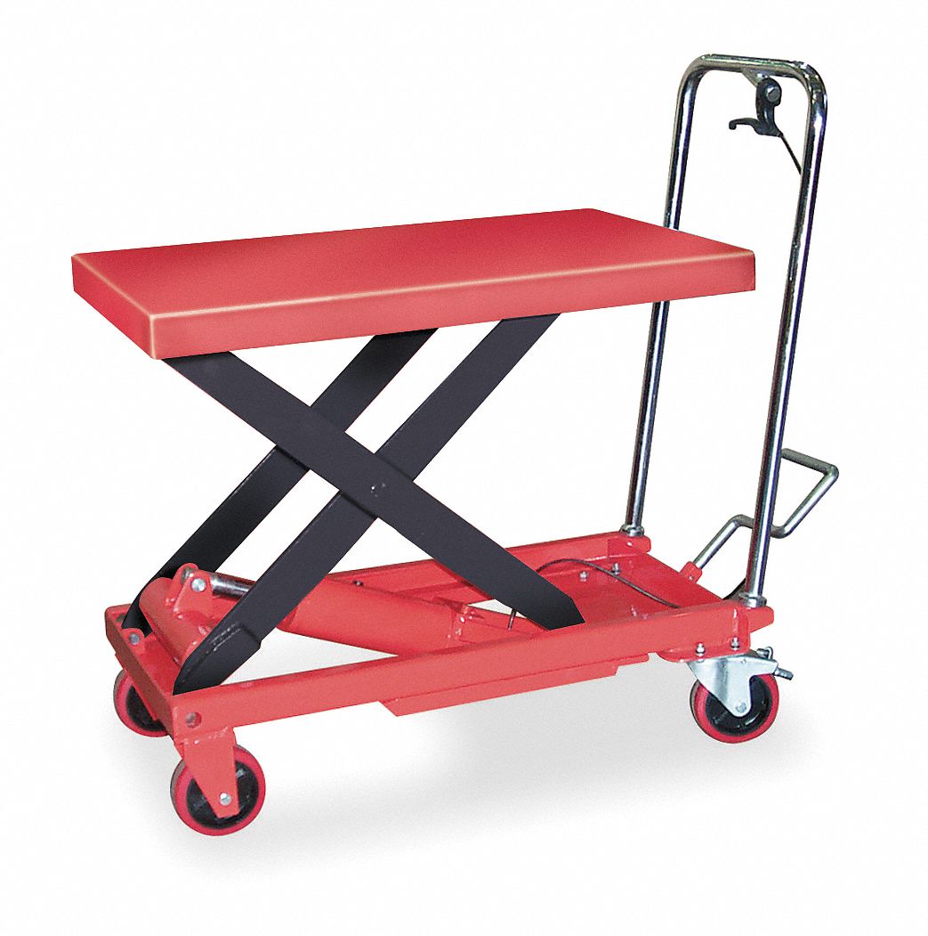 Scissor Lift Cart, 1000 lb., Steel, Fixed