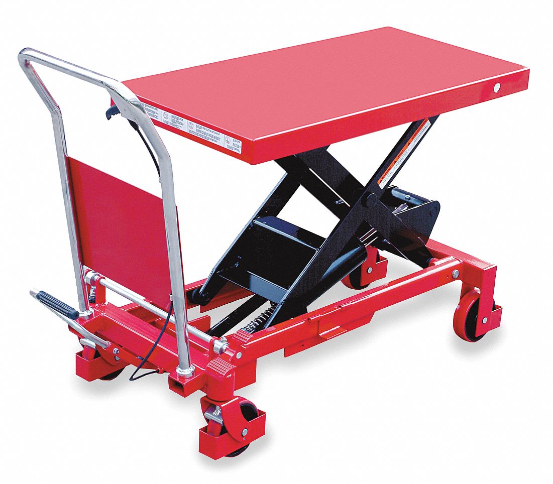 Scissor Lift Cart, 2000 lb., Steel, Fixed