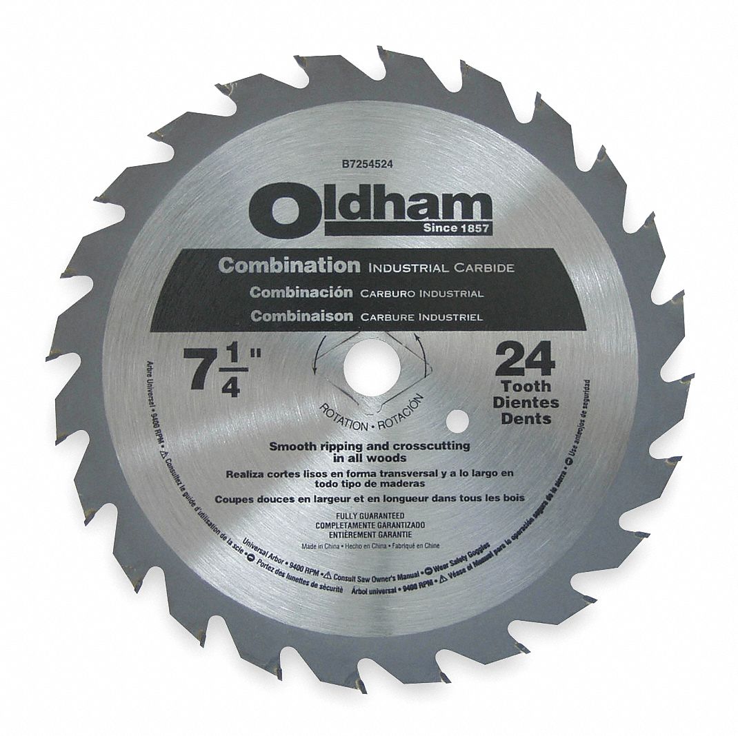 Crclr Saw Bld, Crbde, 7-1/4 In, 24 Teeth