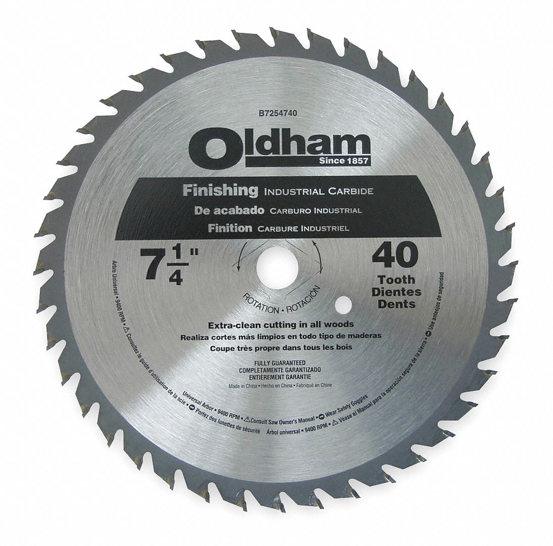 Crclr Saw Bld, Crbde, 7-1/4 In, 40 Teeth