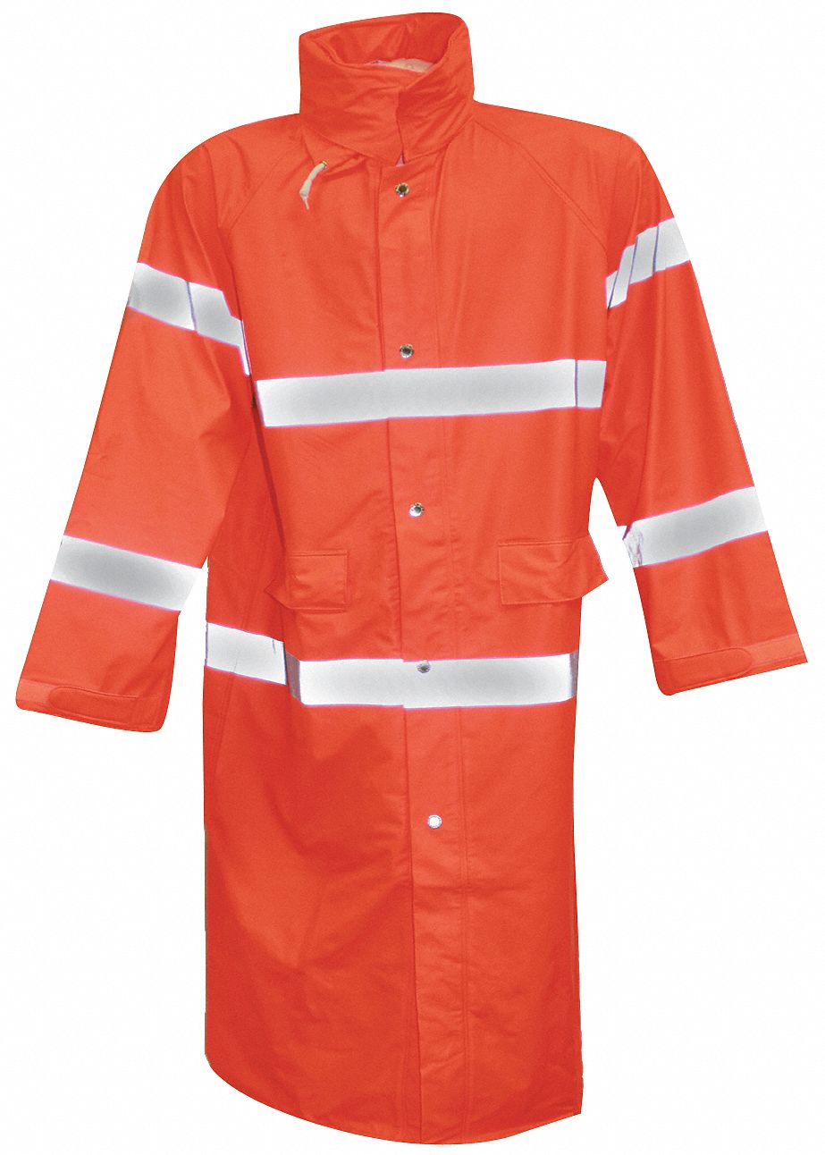 Rain Coat, Fluorescent Orange, L
