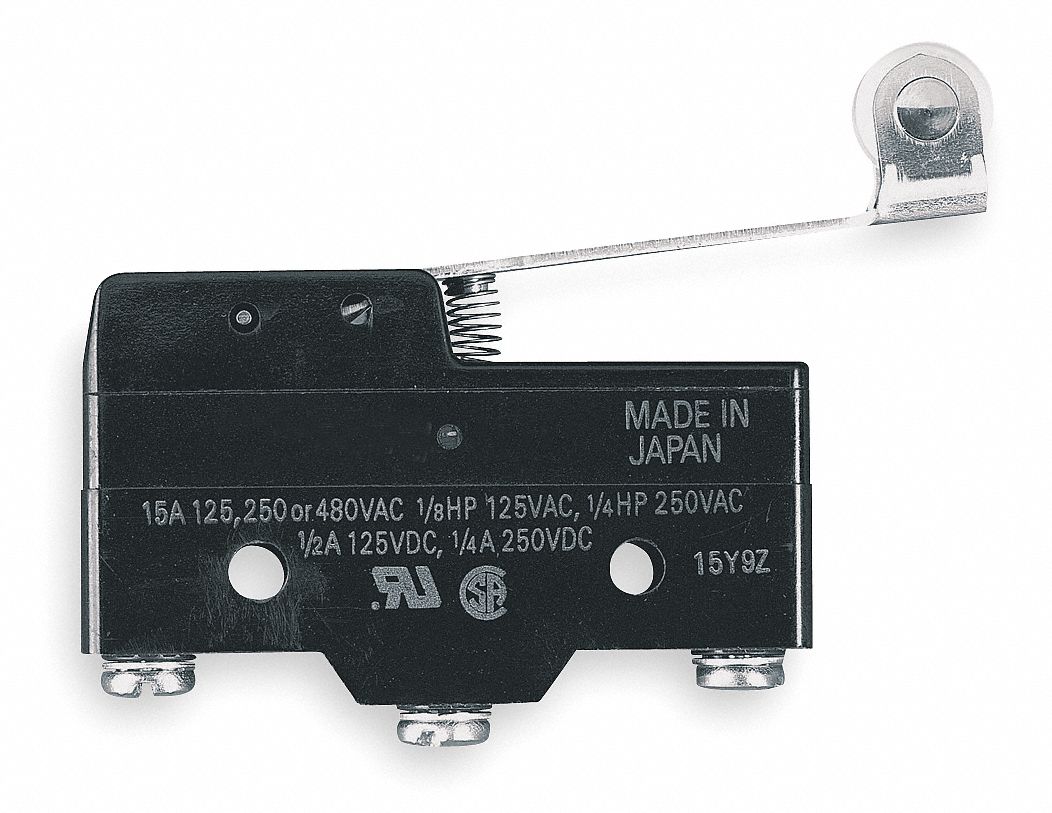 Snap Switch, 15A, SPDT, Hinge Roller Lever