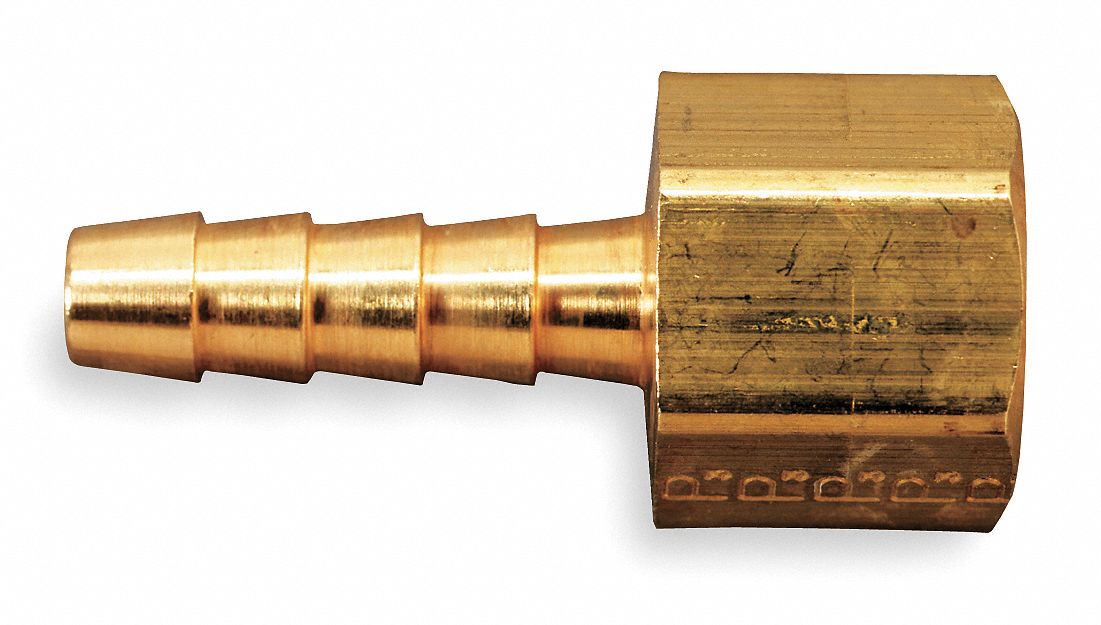 Brass Hose Barb, 1/4 In