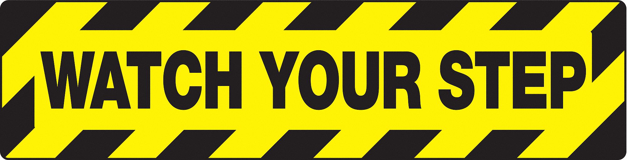 Warning Sign, 6 x 24In, BK/YEL, ENG, Text