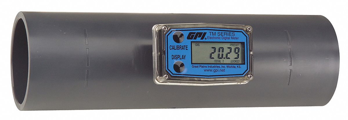 Flowmeter, Turbine, PVC, 3 In, Male Spigot