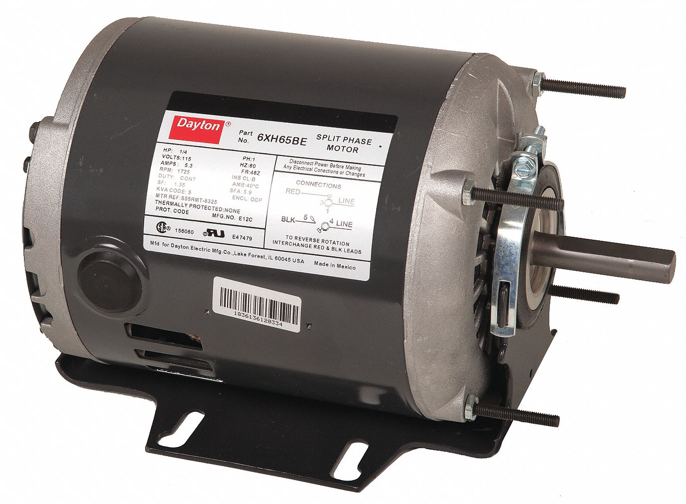 GP Mtr, Split Ph, ODP, 1/3 HP, 1725 rpm, 48
