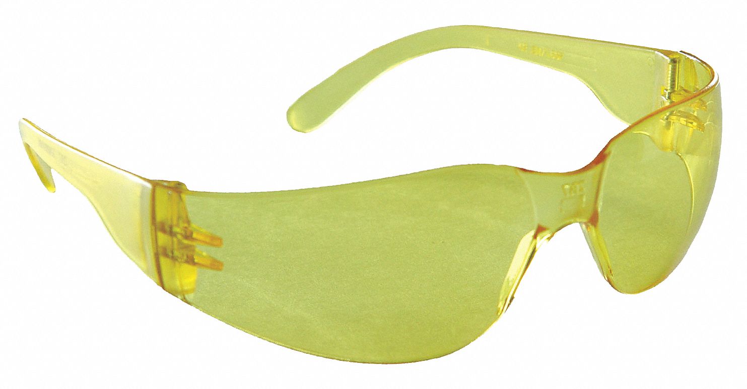 Safety Glasses, Amber, Scratch-Resistant
