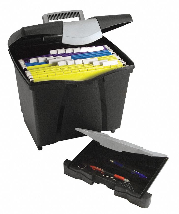 File Storage Box with Drawer, Letter, Blk