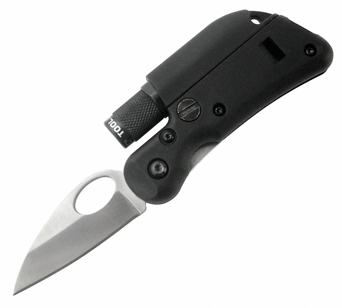 Folding Knife, w/Flashlight, 2 In L, Black
