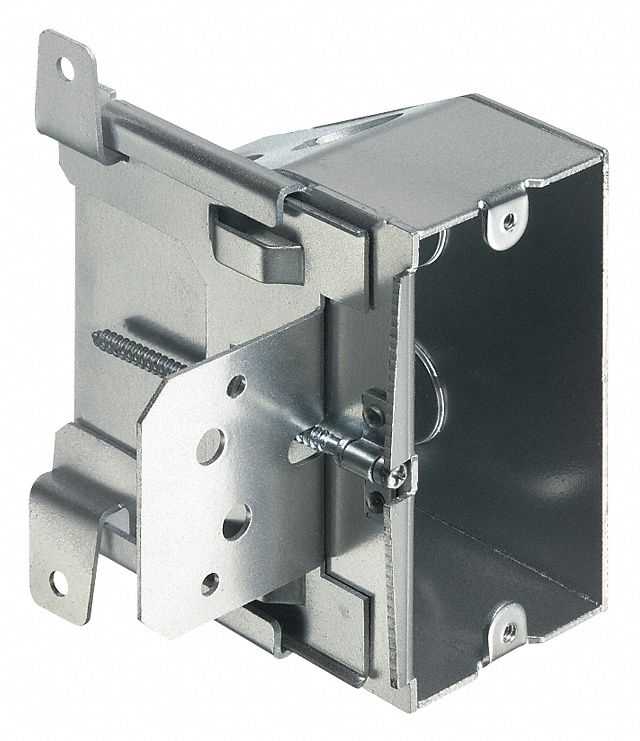 Outlet Box, Adjustable, 1 Gang, Silver
