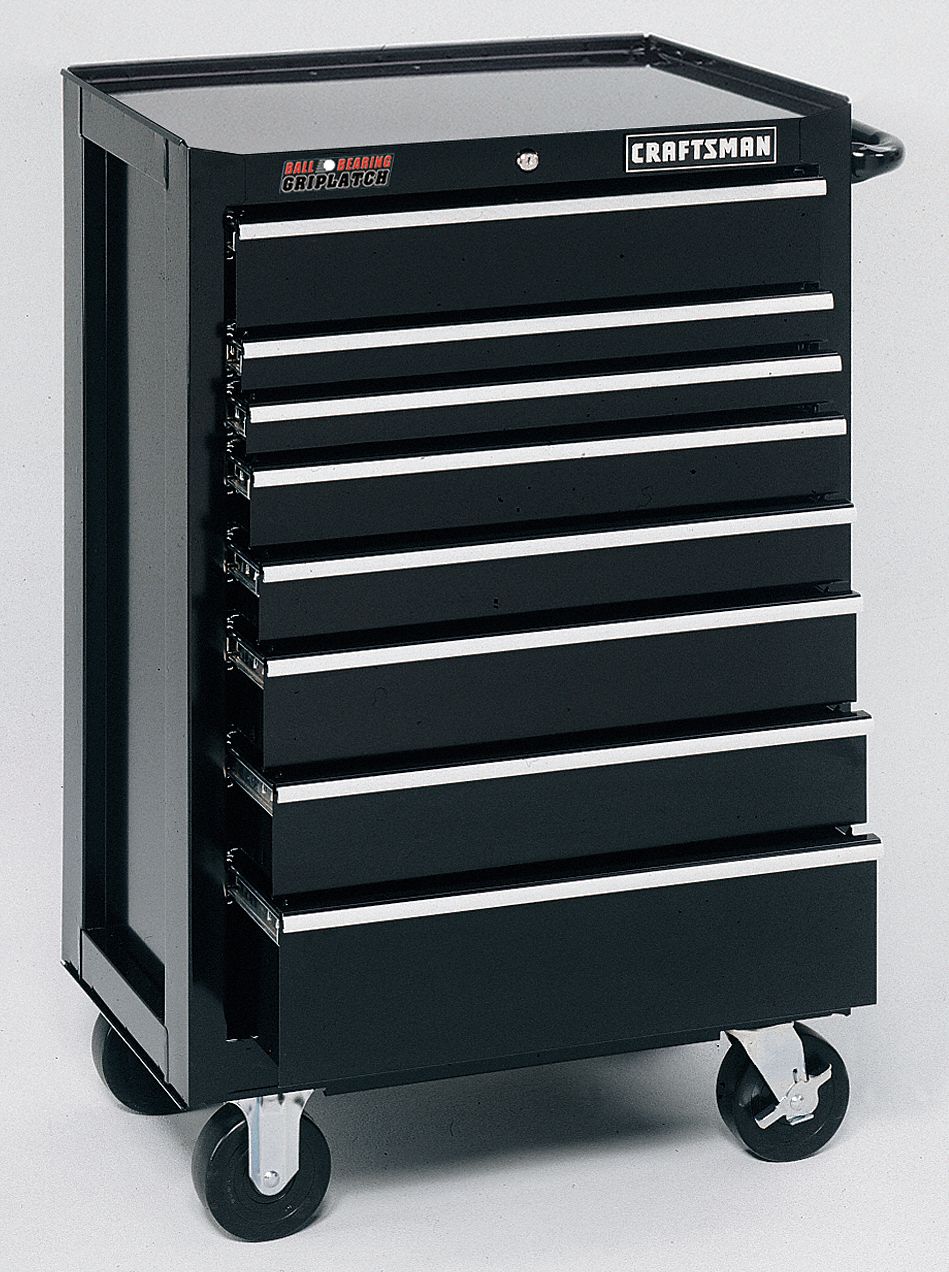 Roller Toolbox, 26-1/2x18x41-1/4, 8 Dr, Blk