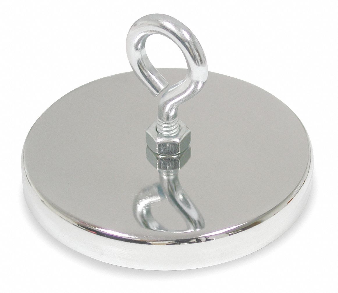Round Base Eyelet Magnet, Max Pull 95 Lb