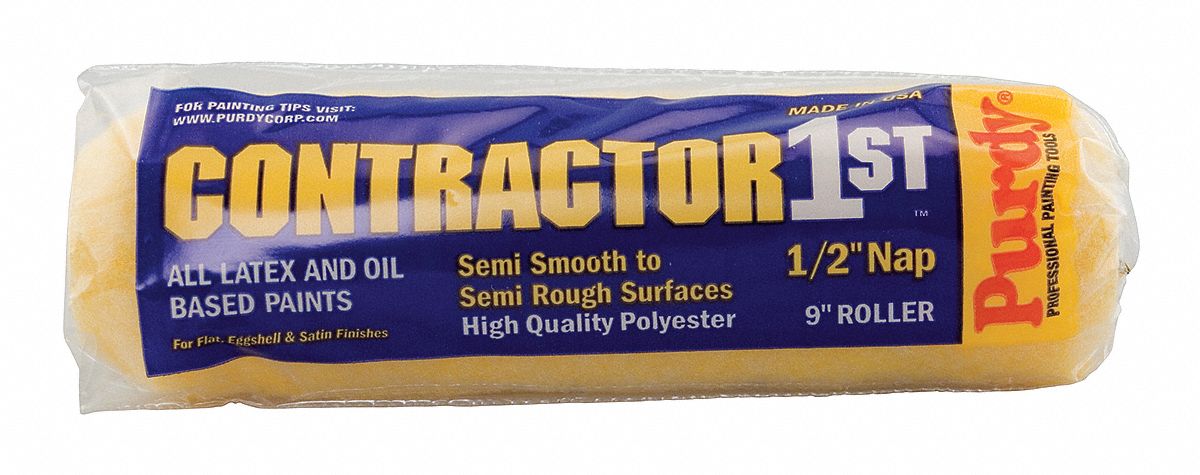 Paint Roller Cover, 9 In, Nap 1/2 In