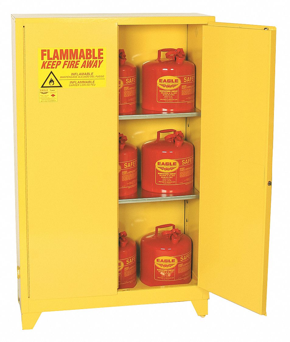 Flammable Safety Cabinet, 60 Gal., Yellow