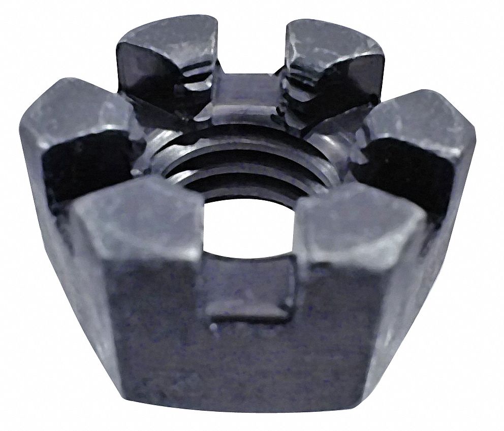 Hex Locknut, Slotted, 5/16-18, PK 100