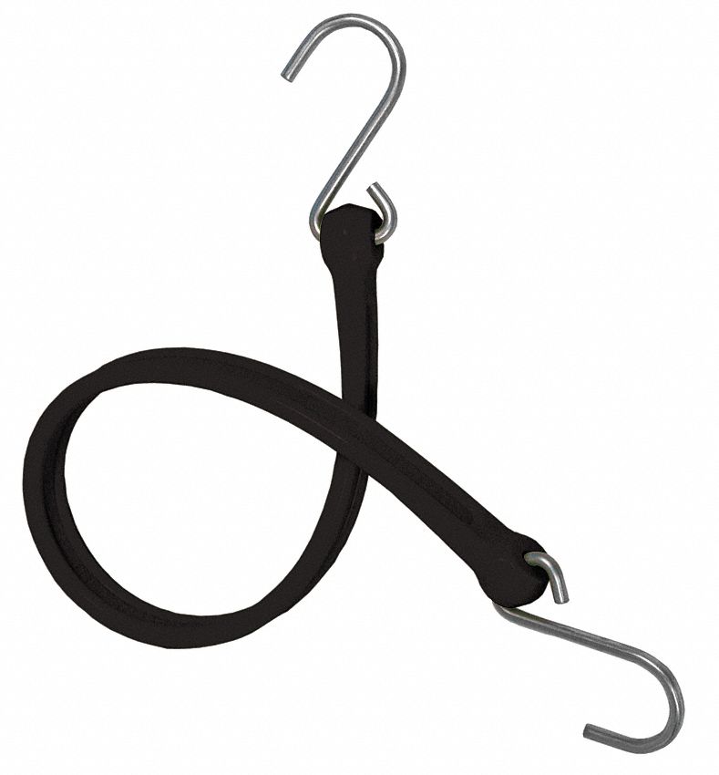 Bungee Strap, S-Hook, 12 In.L, Black