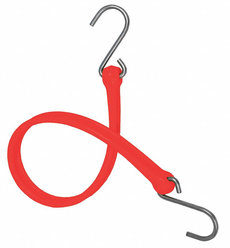Bungee Strap, S-Hook, 36 In.L, Red