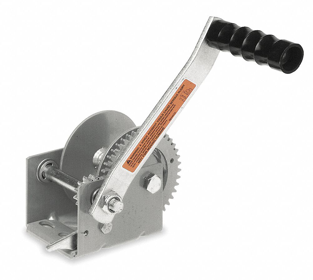 Hand Winch w/Strap, Spur, No Brake, 900 lb.