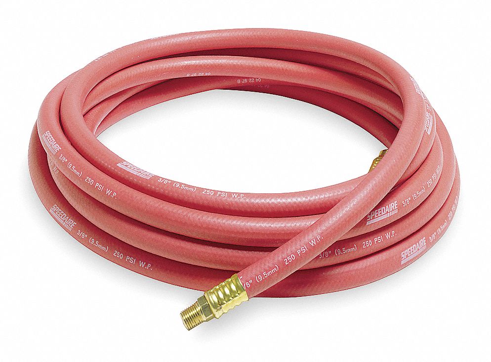 Hose, Air, 3/8 In IDx1/4 NPT, 25 Ft, Red
