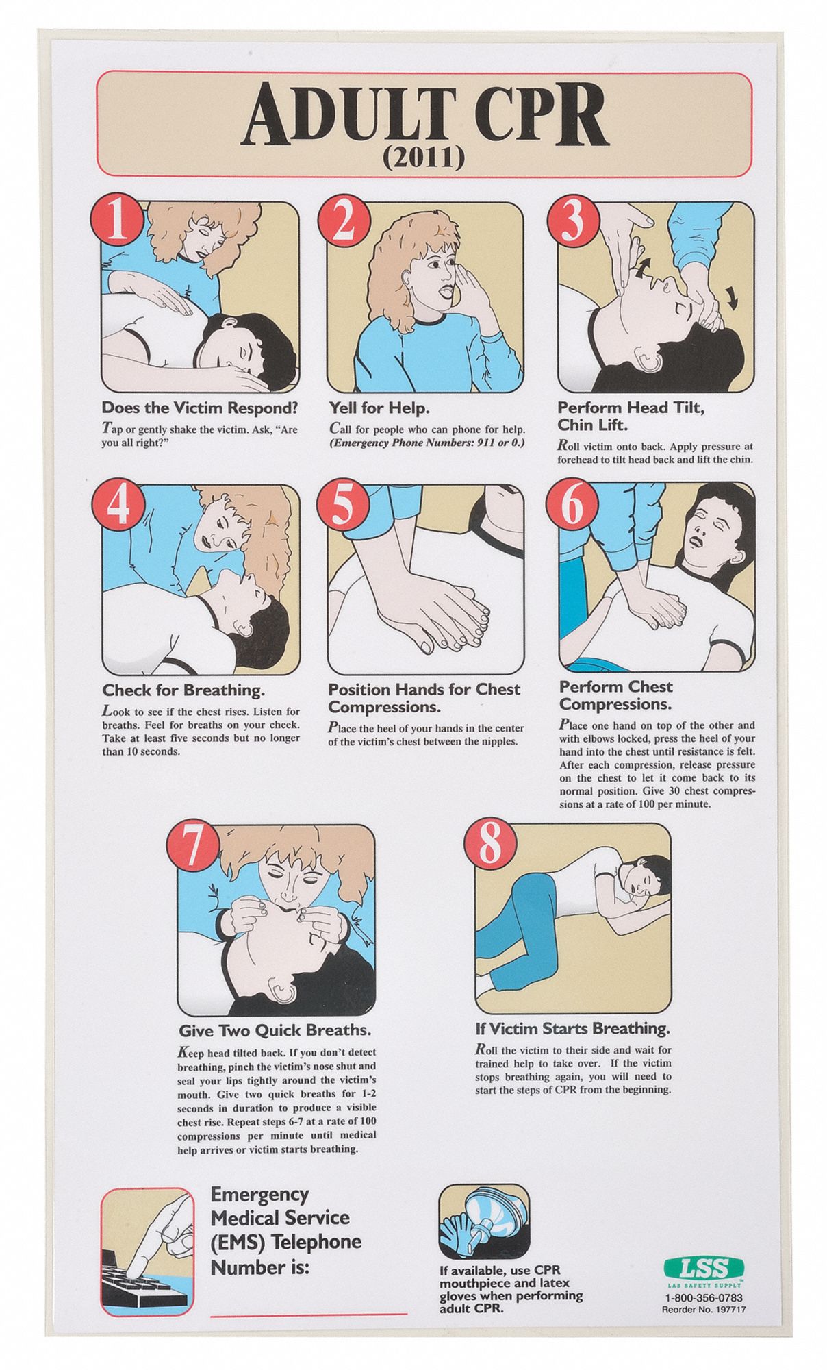 First Aid Poster, 19-1/2 x 11In